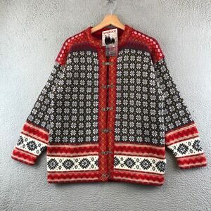 New Vrikke Irene Haugland Zahl Design Norwegian Cardigan Wool Blend Metal Clasps